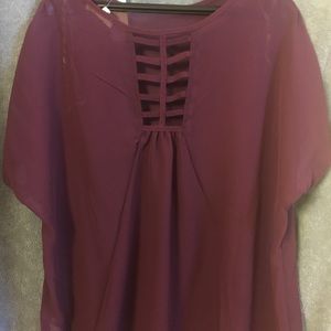 Loralette sheer wine blouse